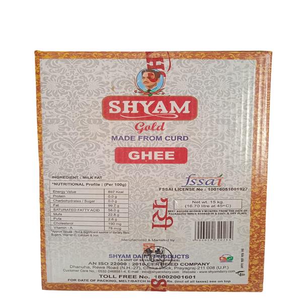 SHYAM GOLD GHEE 15 KG TIN PAC 